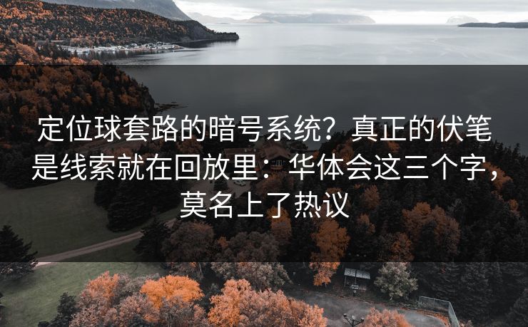 定位球套路的暗号系统？真正的伏笔是线索就在回放里：华体会这三个字，莫名上了热议