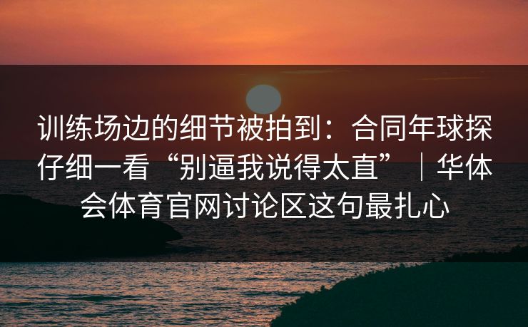 训练场边的细节被拍到：合同年球探仔细一看“别逼我说得太直”｜华体会体育官网讨论区这句最扎心