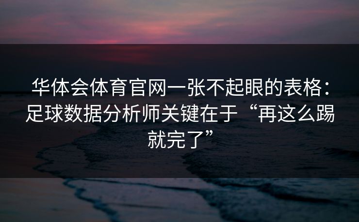 华体会体育官网一张不起眼的表格：足球数据分析师关键在于“再这么踢就完了”